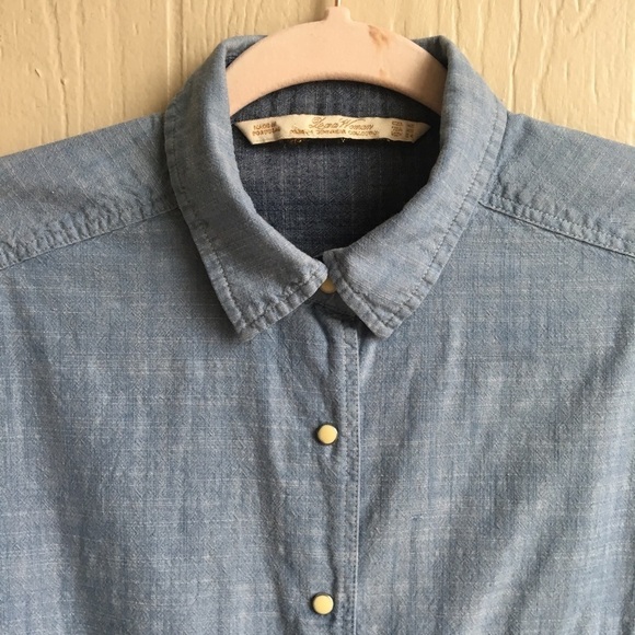 Zara Woman Two-Tone Chambray Button Down Shirt - Picture 3 of 8